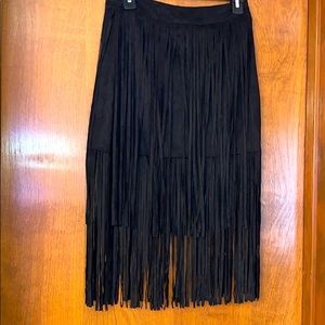 Black suede mini skirt size small.